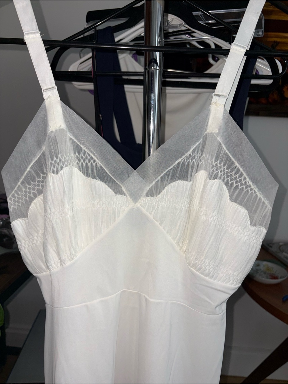 Vintage White Lace-Trim Slip Dress - Women's Intimates